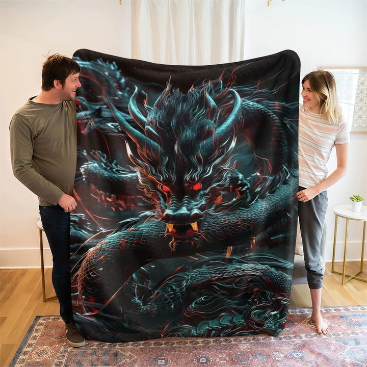 Übergröße Drachenmotiv Plüschdecke
