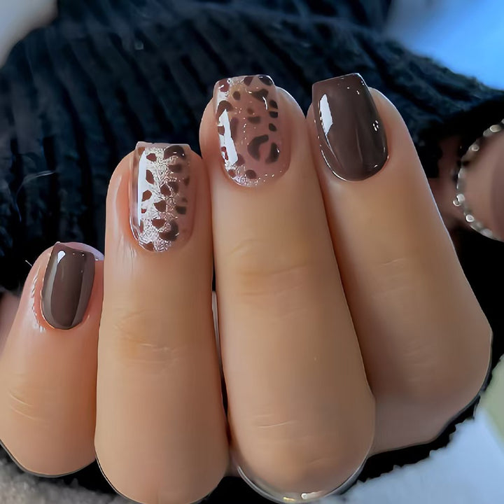 Künstliche Kunstfingernägel mit Modernem Leopardenmotiv Karnz