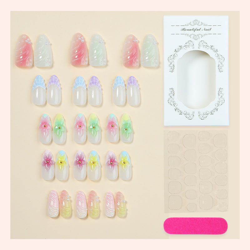 Dekoratives florales Nagelkunst Press-On-Set Karnz