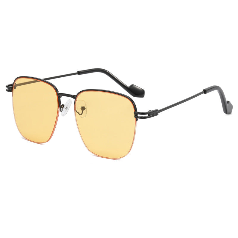 Damen Designer-Brille mit quadratischem Rahmen und glänzender Metallstruktur Karnz