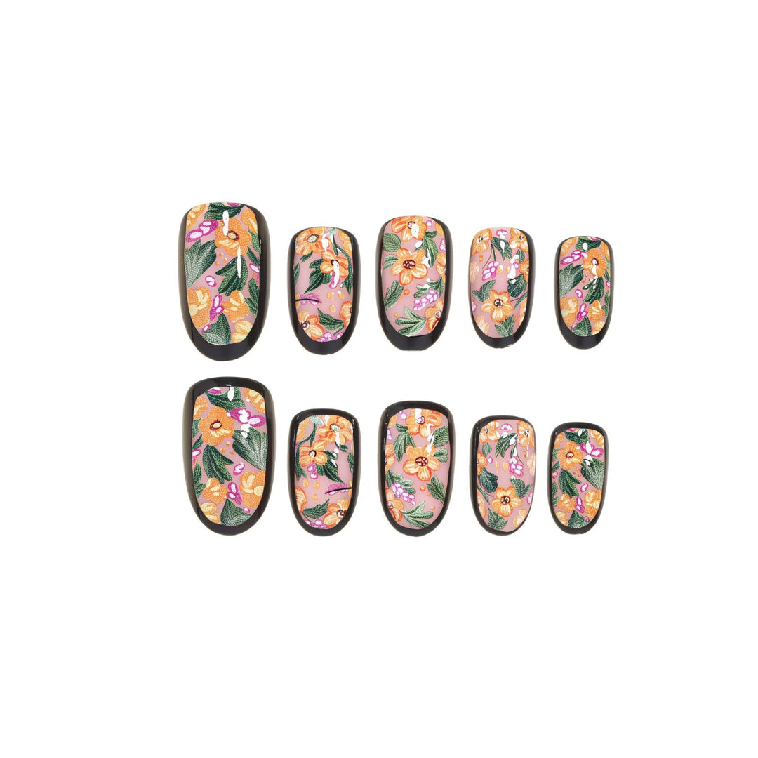 Kunstnagel Set mit botanischen Mustern Karnz
