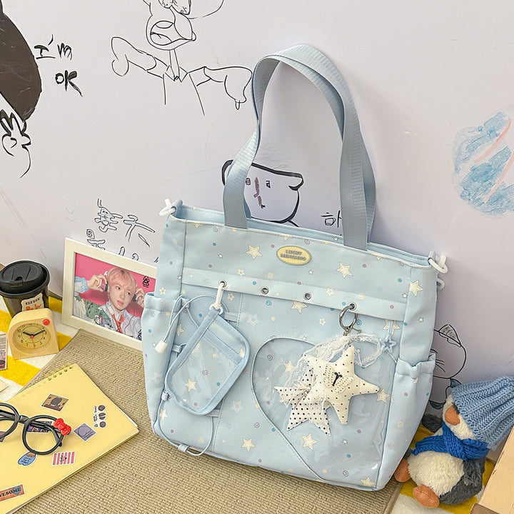 Stylische Multi-Taschen Stern-Applikation Rucksack Karnz