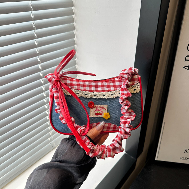Retro Gingham Mini Umhängetasche Karnz