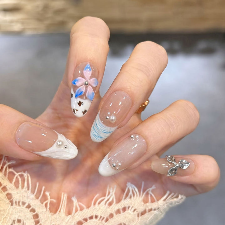 Blumenverzierte Press-On-Nagelkunstset Karnz 1788224030