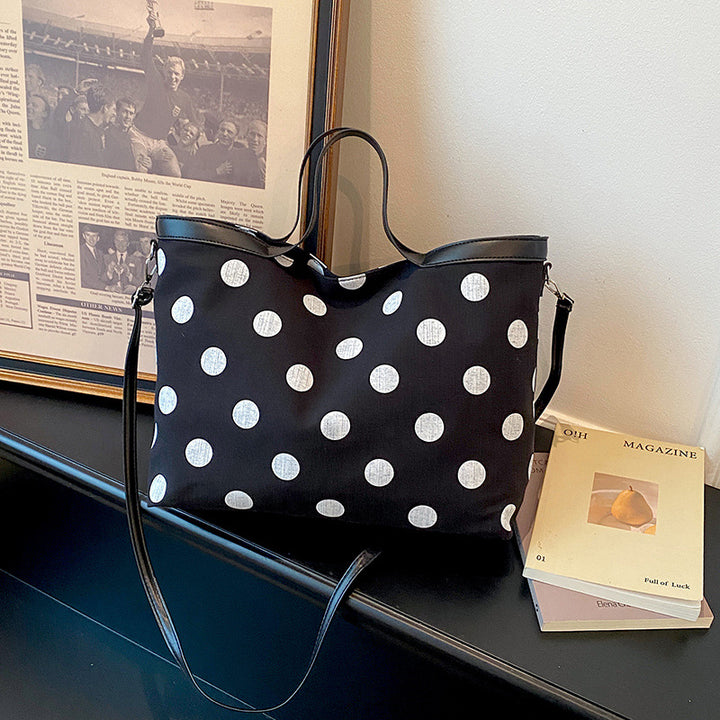 Punktedruck-Canvas-Shopper-Tasche
