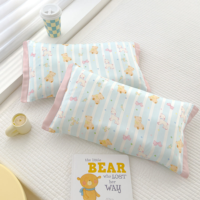Satinweiches Kissenbezug-Set für Kinder mit niedlichem Teddymotiv