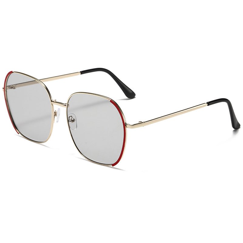 Damen Große quadratische Sonnenbrille mit hochwertigem Metallrahmen Karnz