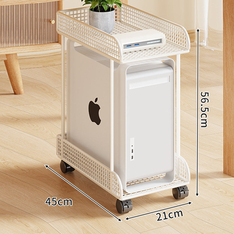 Untertisch-Roll-PC-Tower-Ständer mit Netzablage und verriegelbaren Rollen