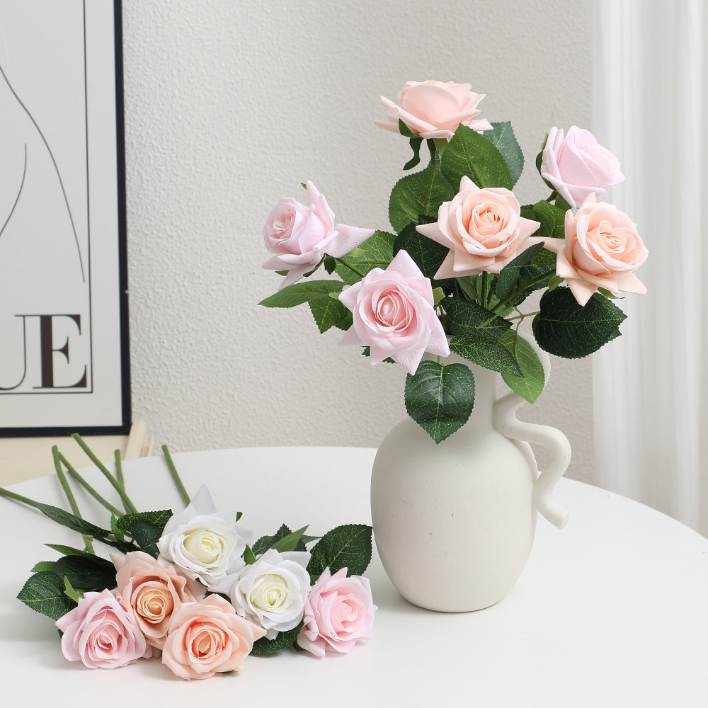 Künstliche Seidenrose mit Blättern Karnz