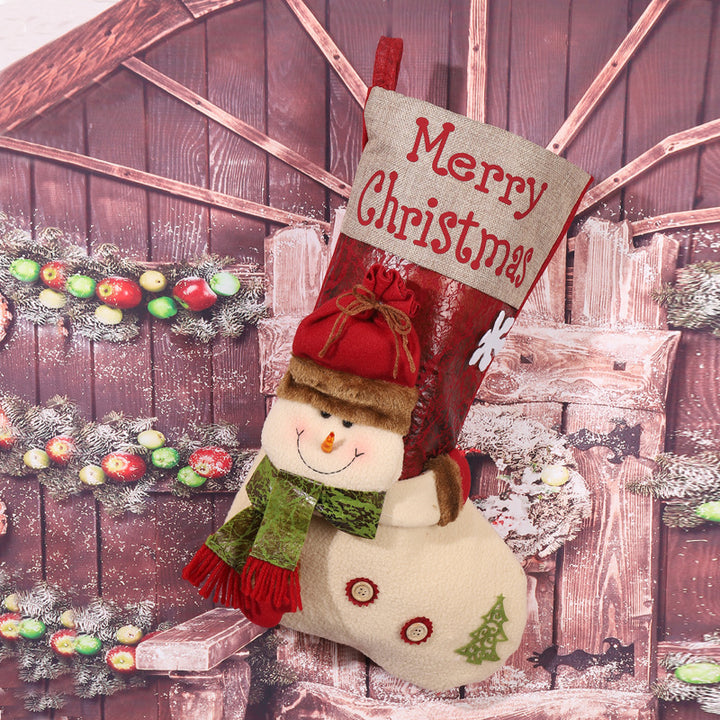 Niedlicher Weihnachtsstrumpf mit Schneemann-Motiv Karnz