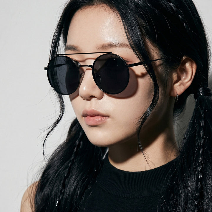 Damen runde Sonnenbrille mit modischem Metallrahmen Karnz