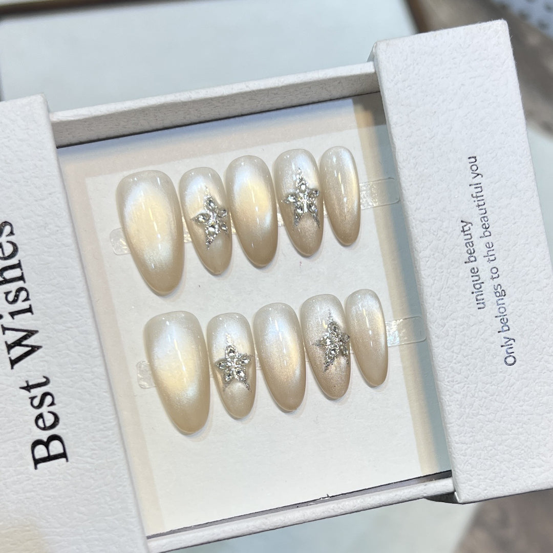 Stern-verzierte Press-On Nagelkunst Set Karnz
