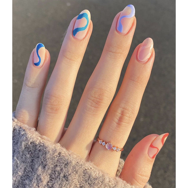 Künstlerisches abstraktes Press-On-Nagelset Karnz