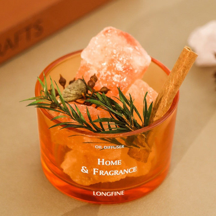 Glas Öl Diffusor Glas mit Himalaya-Salz-Kristall & botanischem Garnitur