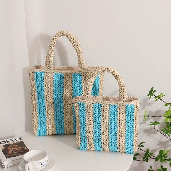 Damen Handgefertigte Strandtasche mit gestreiftem Design Karnz