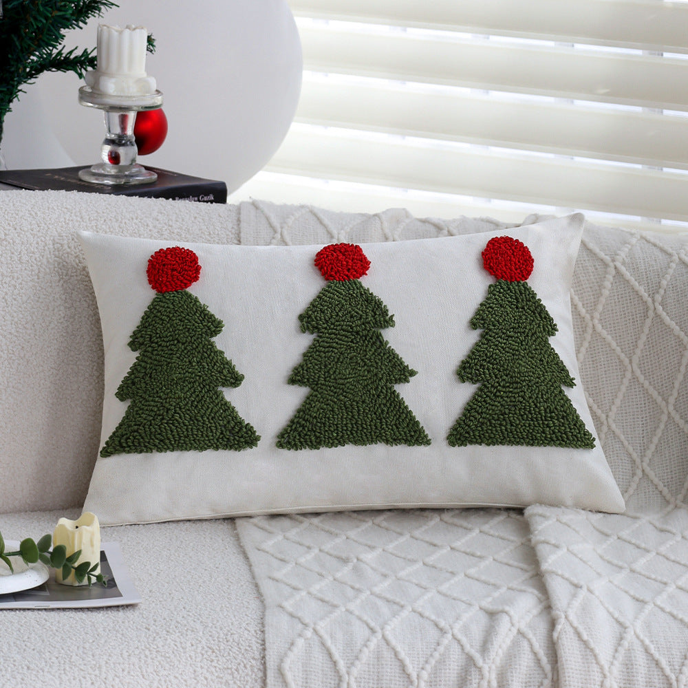 Rechteckiger dekorativer Kissenbezug mit tufted Tannenbaum-Applikation Karnz