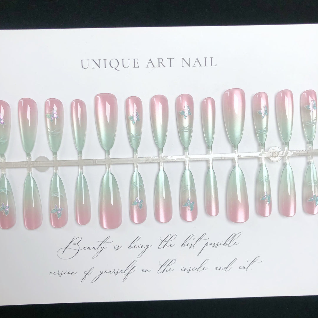 Elegante Blumen Ombre Press-On Nagelset