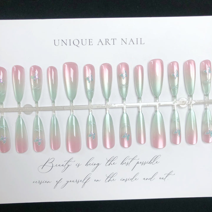 Elegante Blumen Ombre Press-On Nagelset