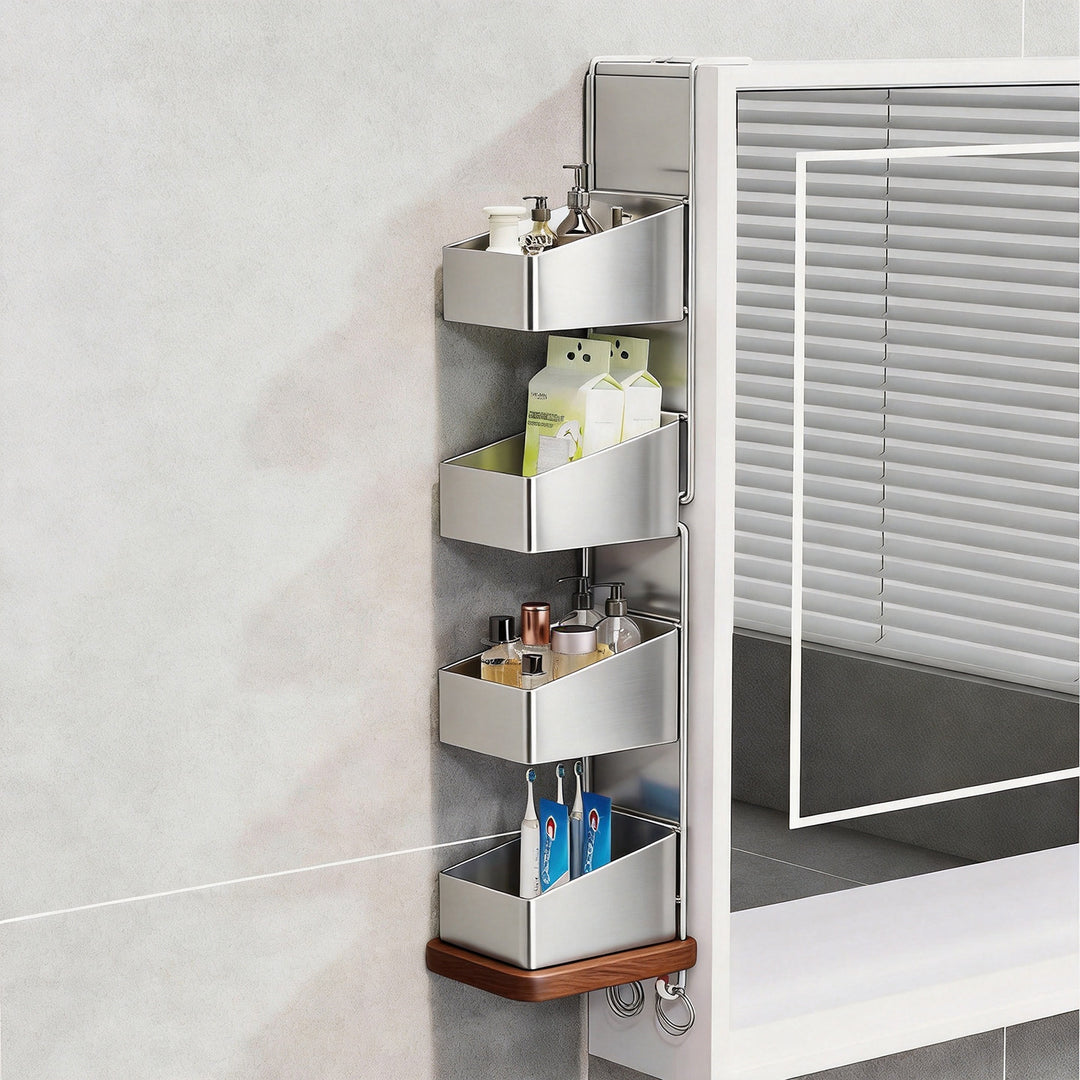 Wandmontierter Dual-Tier Gitter-Mesh Badezimmer Duschcaddy mit abtropfbaren Körben