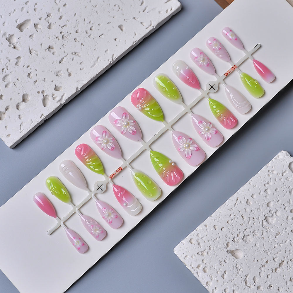 Dekorative Floral Artisan Press-On Nägel Karnz