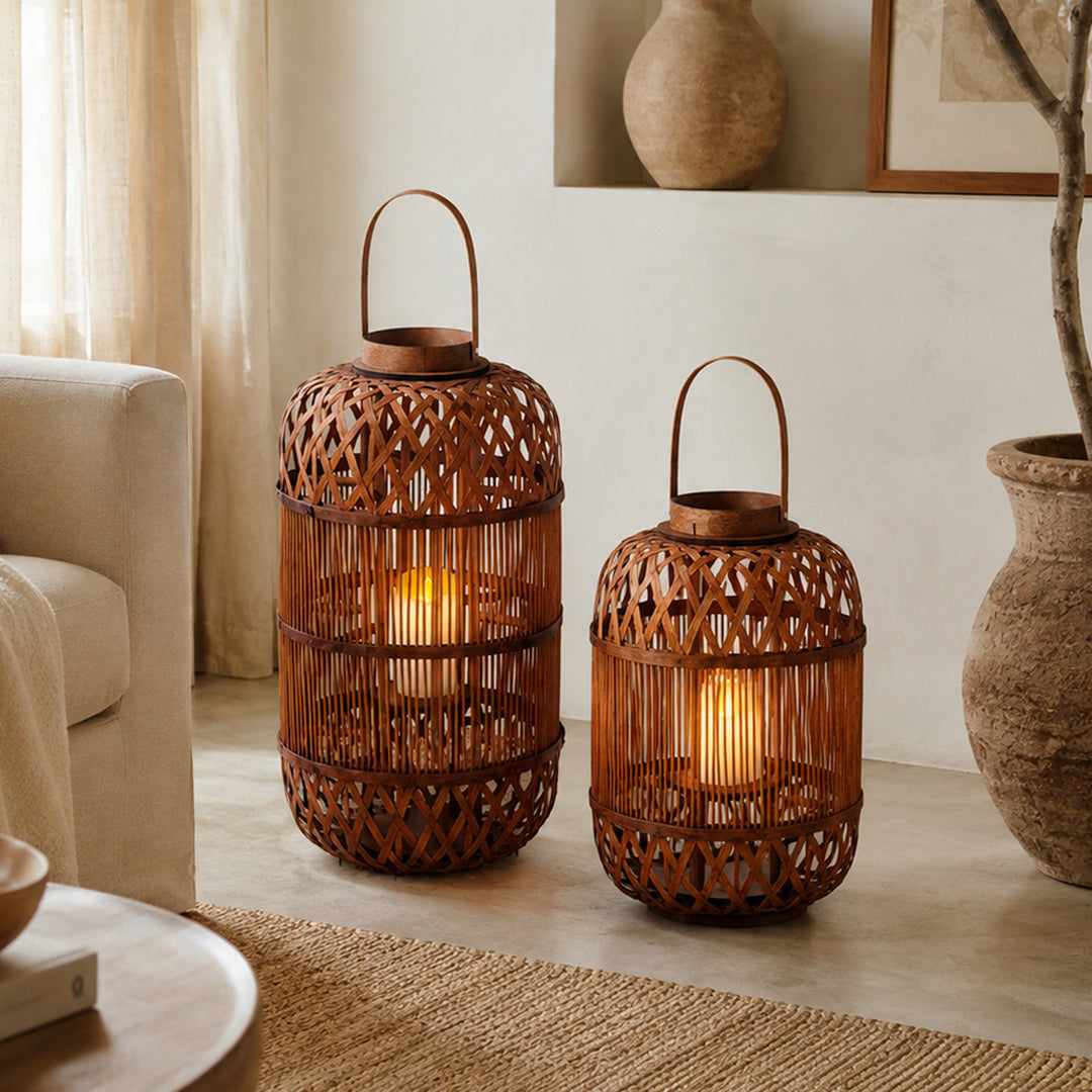 Stilvolle Handgefertigte Rattan-Laterne Karnz