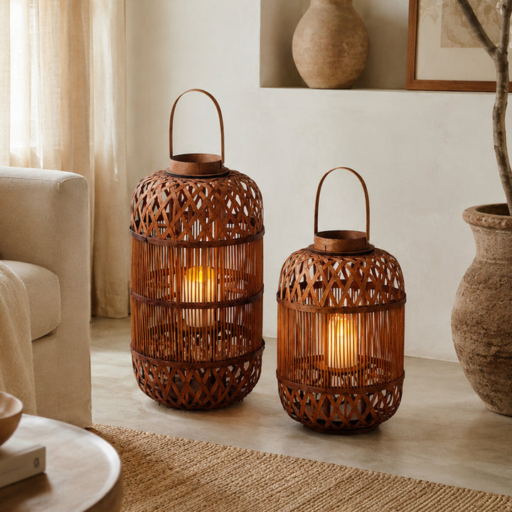 Stilvolle Handgefertigte Rattan-Laterne Karnz