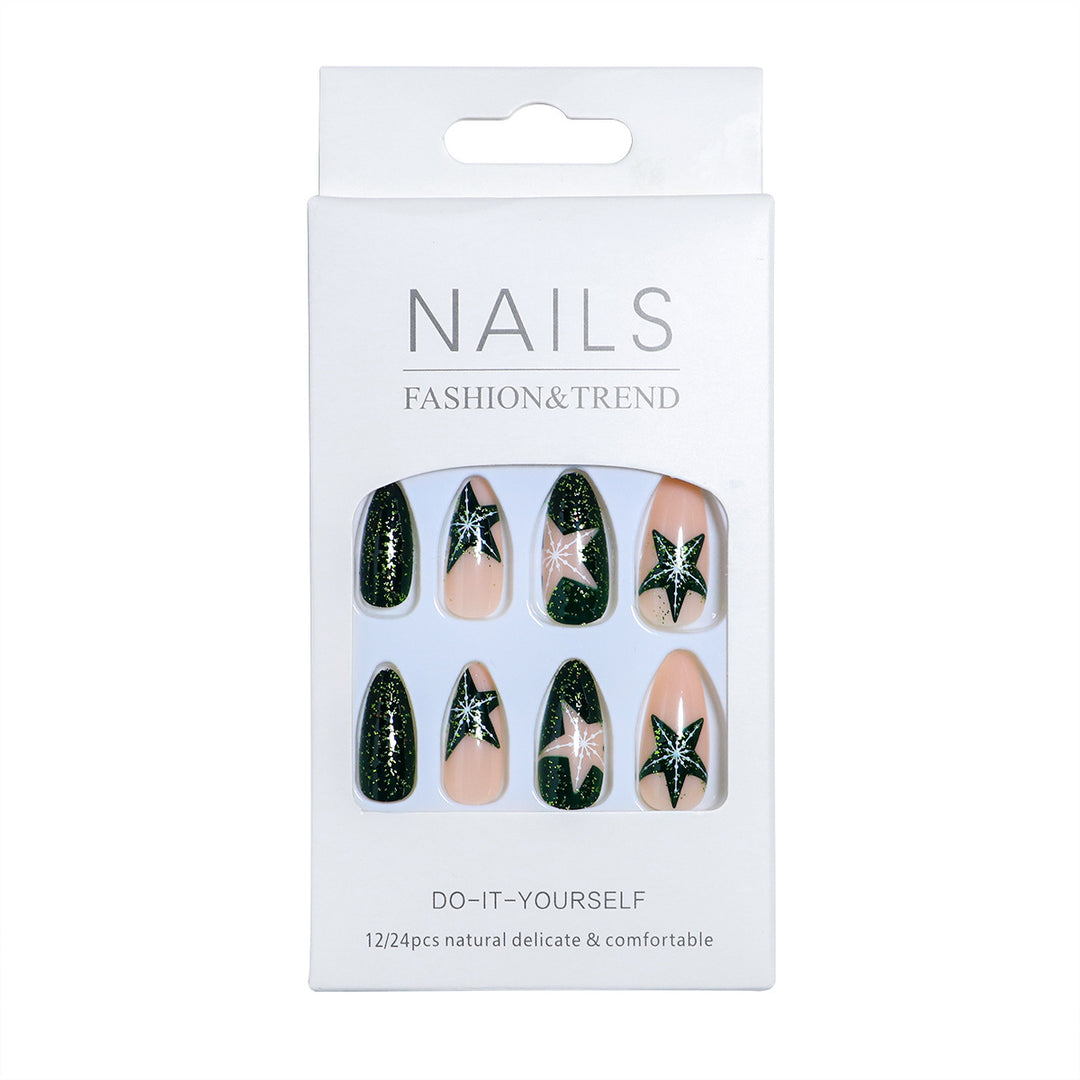 Künstlerisches Glitter Press-On Nagelset Karnz