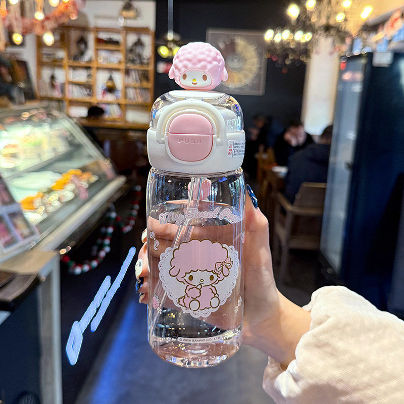 Damen Trinkflasche mit interaktivem Deckel und süßem Charakterdesign Karnz