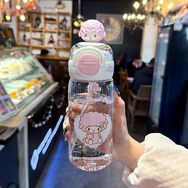 Damen Trinkflasche mit interaktivem Deckel und süßem Charakterdesign Karnz