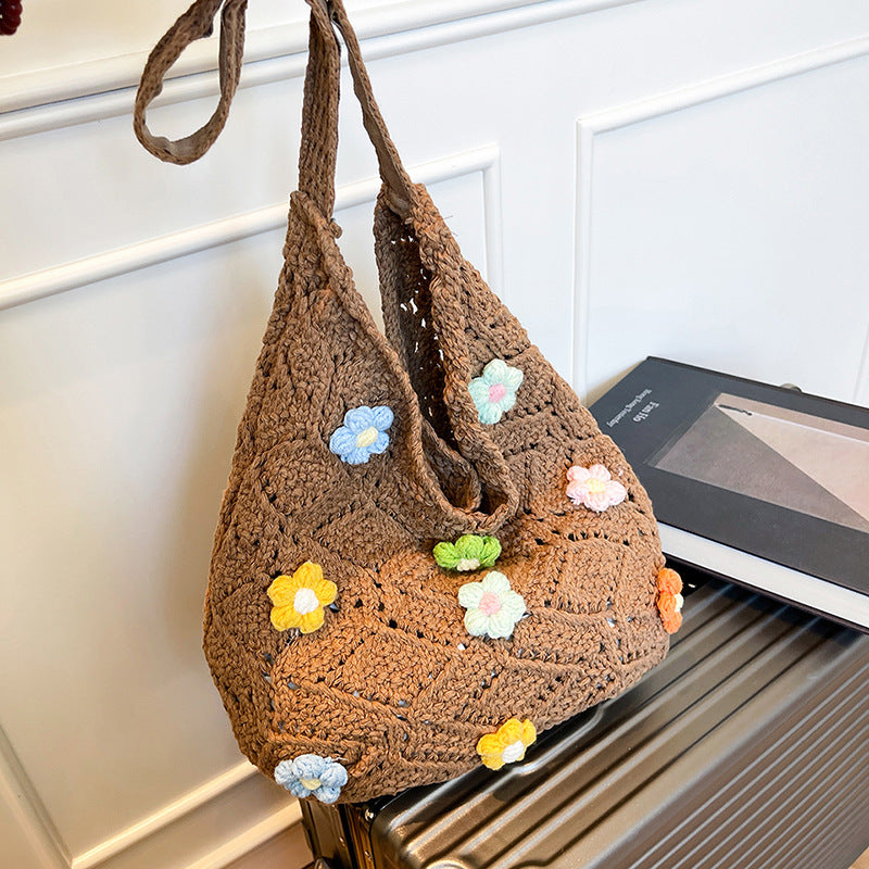 Florale verziertes Häkel-Schultertasche Karnz