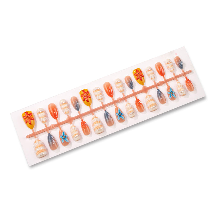 Künstlerisches blumenverziertes Press-On Nagelset