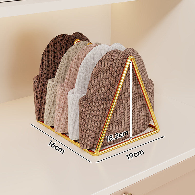 Dreieckiger Metall-Multi-Slot-Strickmütze und Beaniefächer-Rack