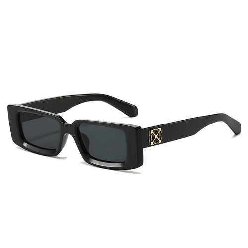 Übergroße geometrische Sonnenbrille mit dekorativen Metallakzenten Karnz