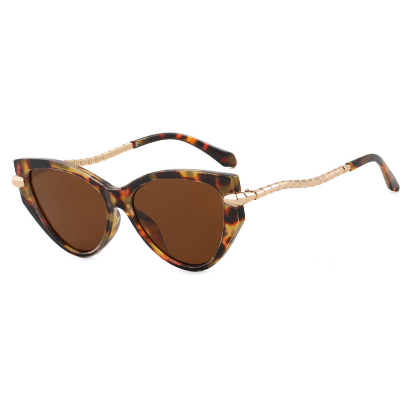 Damen Cat-Eye Sonnenbrille mit elegantem Metallrahmen und modischen Akzenten Karnz