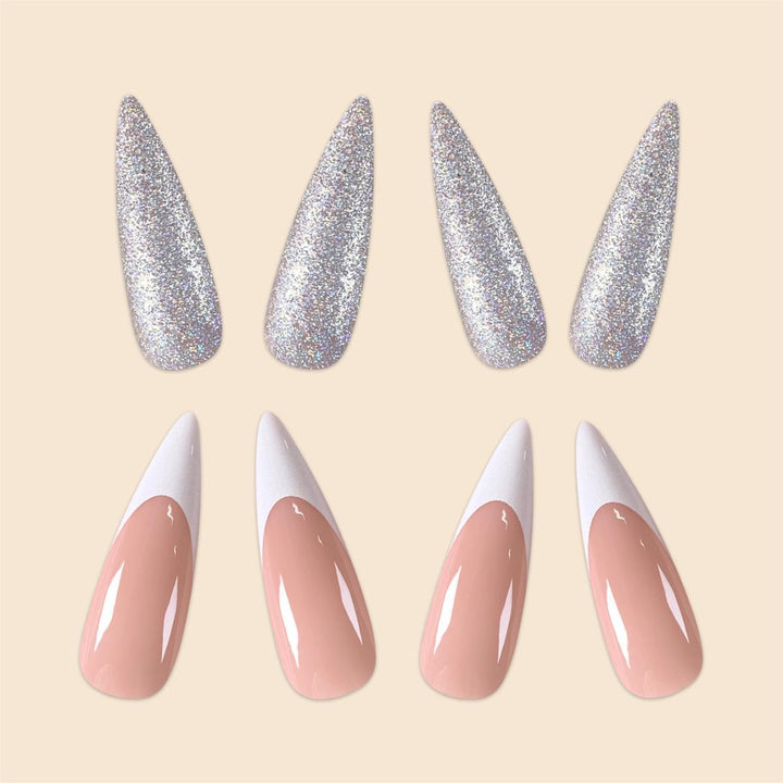 Glamouröse Stiletto-Nagelerweiterungen mit Glitzer