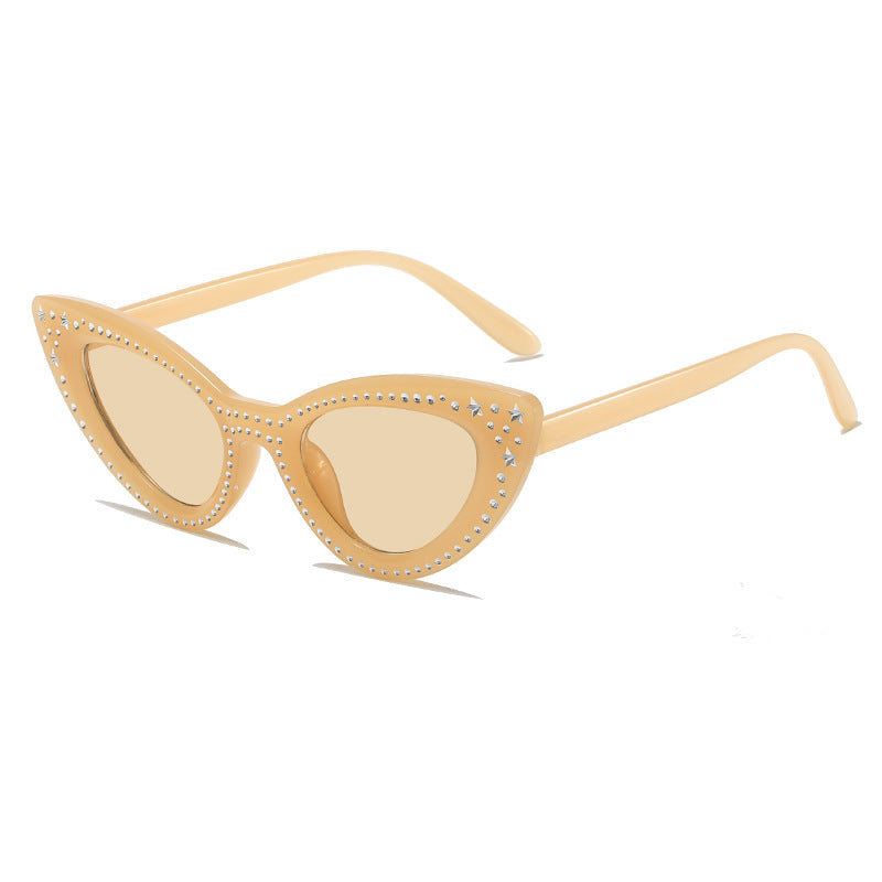 Glamouröse mit Strass verziertes Katzenaugen-Sonnenbrille Karnz