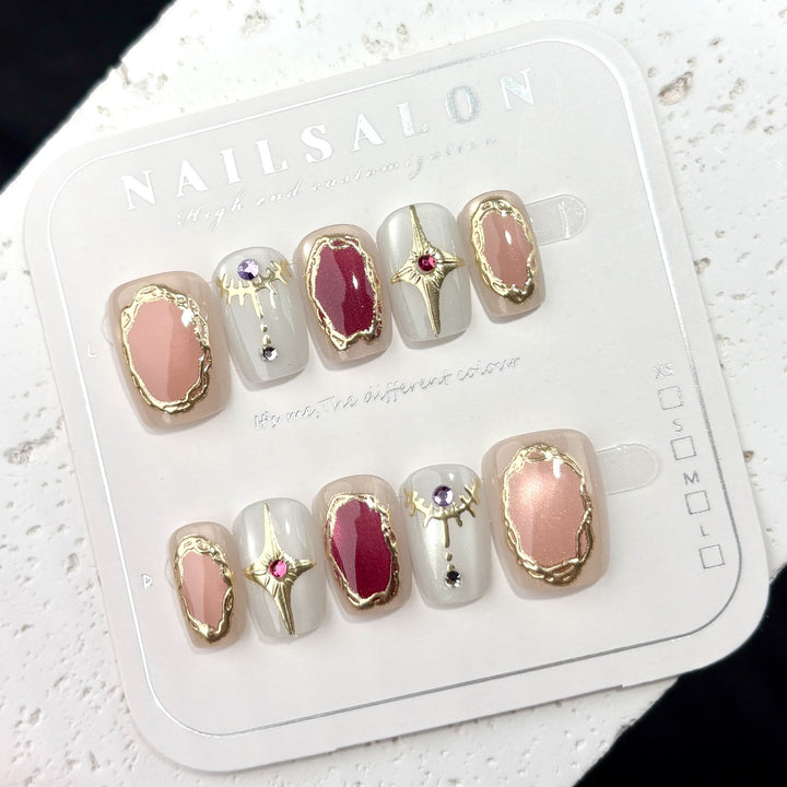 Glamouröse mit Strass verziehene Press-On Nagelset