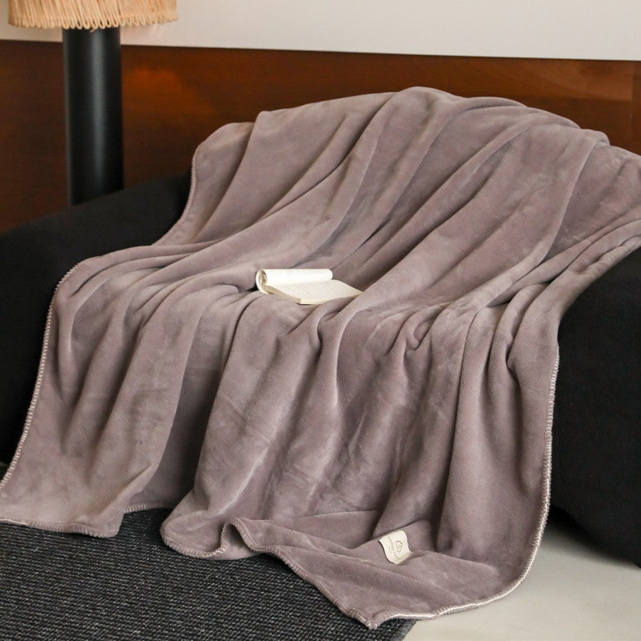 Reversible Ultra-Soft Velvet Fleece Oversized Throw Blanket with Whipstitch Hem