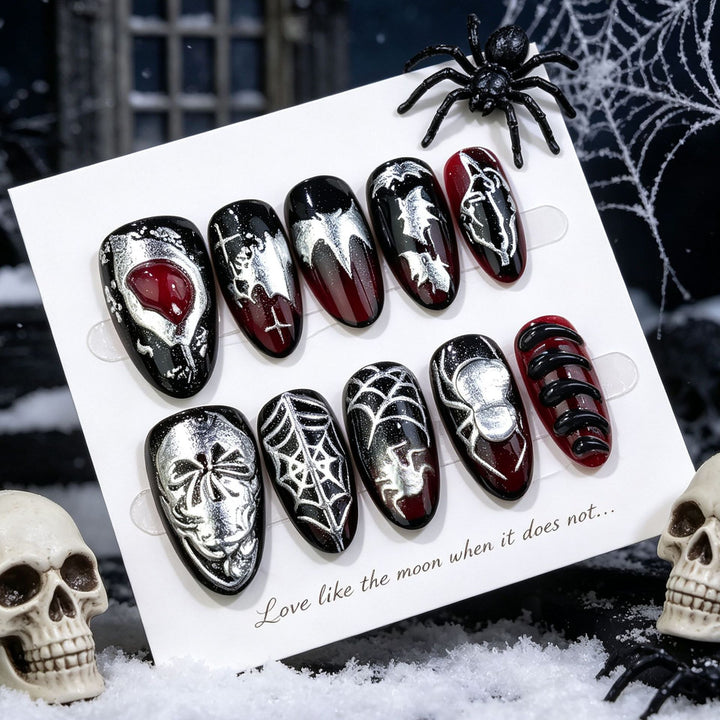 Gothic Halloween-Themen Press-On Nagelkunst Set Karnz