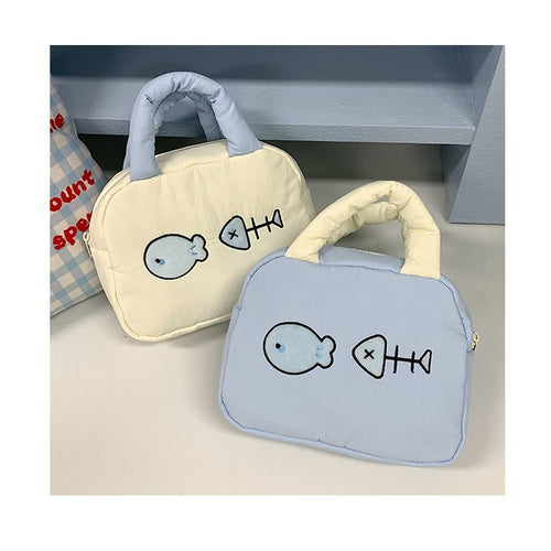 Süße gestickte fischthemen Lunch Tasche Karnz
