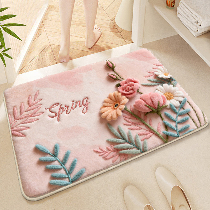 Florale gestickte Badmatte