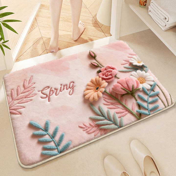 Florale gestickte Badmatte