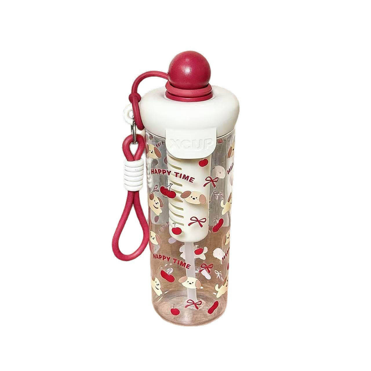 Damen Wasserflasche mit fröhlichem Motiv und praktischem Tragegriff Karnz