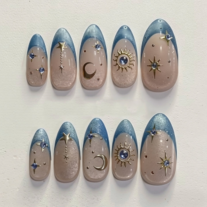 Künstlerisches himmlisches Press-On-Nagel-Set