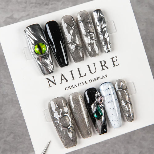 Kreatives Kunst Press-On Nagel Set mit einzigartigen Texturen