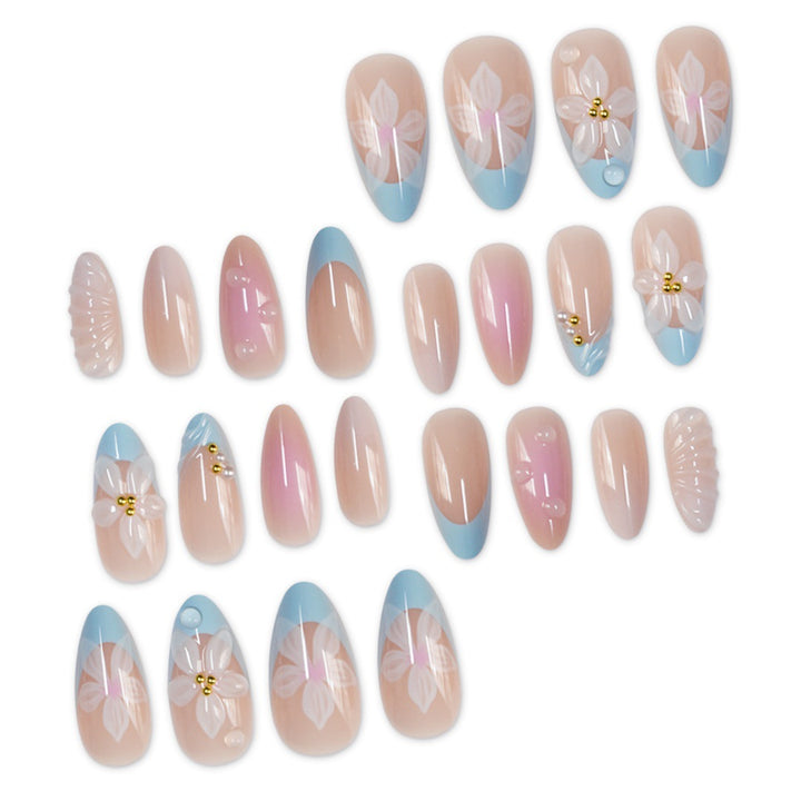 Künstlerisches florales Design Press-On Nagelset Karnz