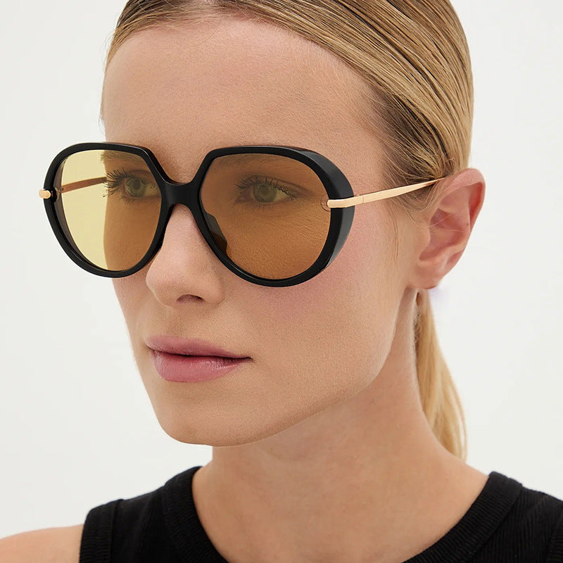Damen Cat-Eye Sonnenbrille mit blendfreiem UV-Schutz und luxuriösem Metallrahmen Karnz