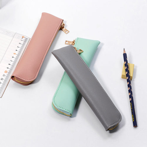 Premium Leder Reißverschluss Bleistift Etui Karnz