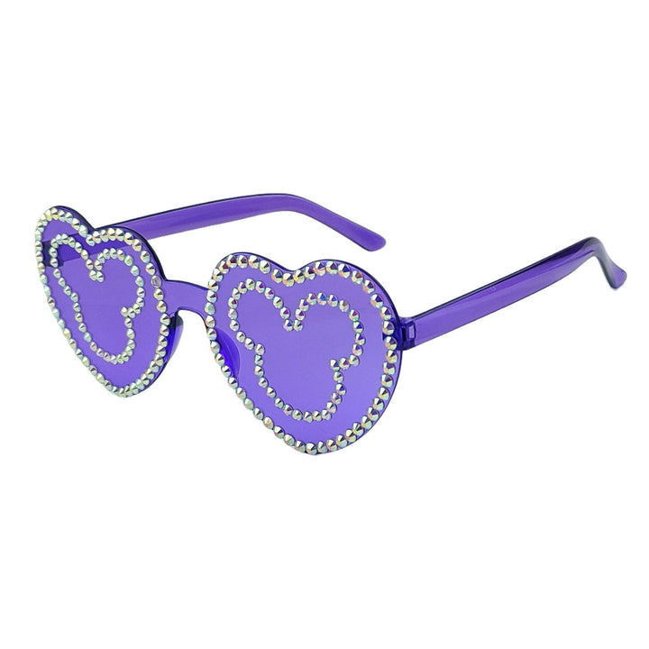 Damen Herzförmige Sonnenbrille mit funkelndem Strassmuster Karnz