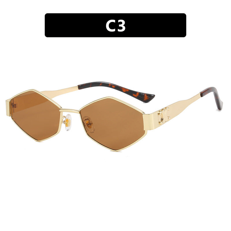 Damen hexagonale Designer-Sonnenbrille mit innovativem Metallrahmen Karnz